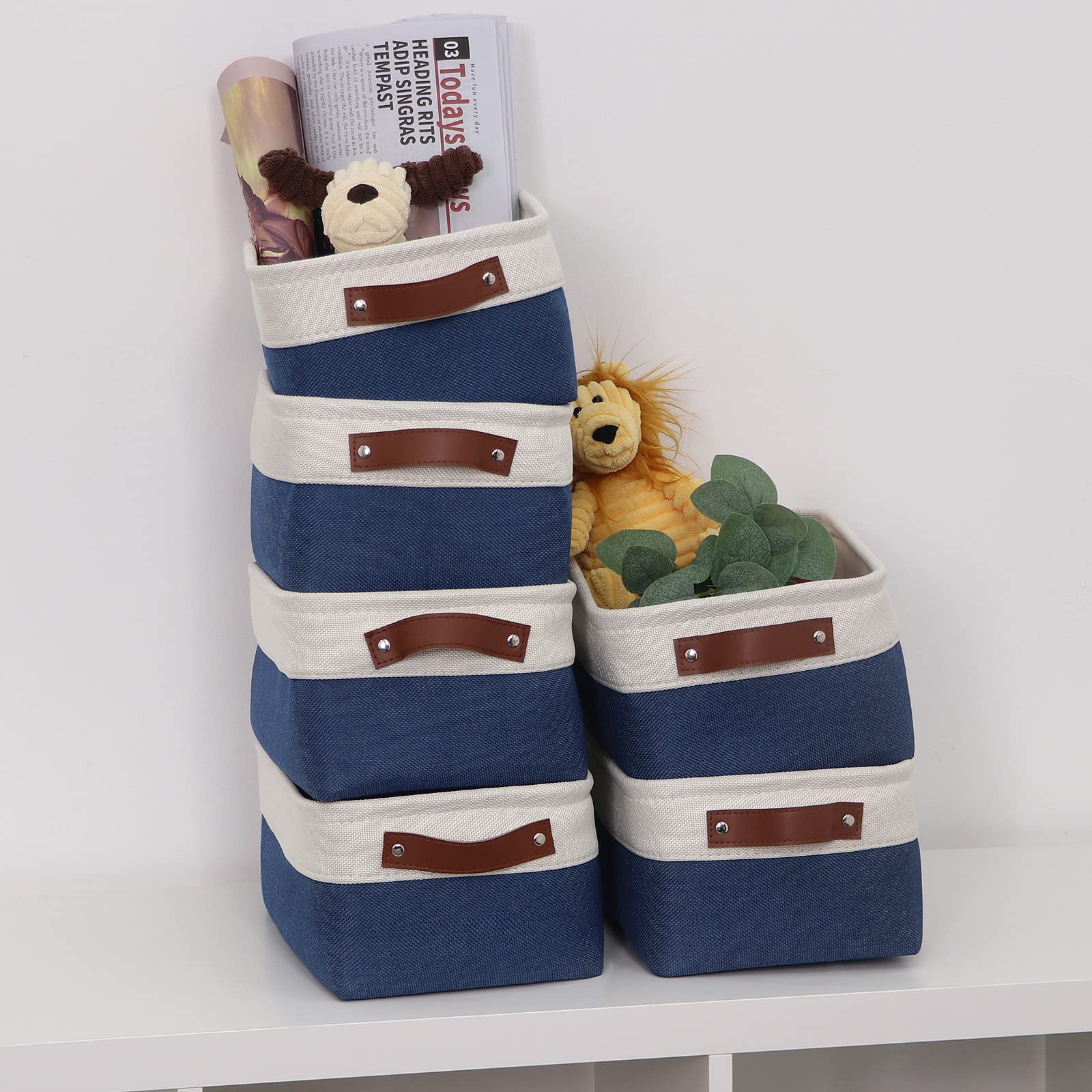 Foldable Fabric Storage Baskets (6-Pack) - Small Organizing Bins for Shelves, Closets & Nursery - 11.8