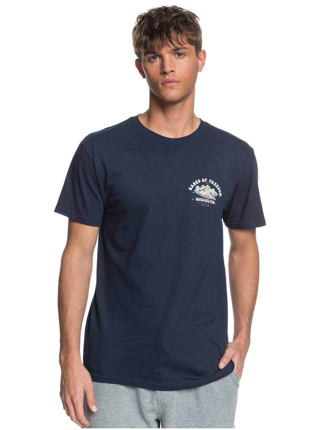 Quiksilver Men's 4th of July Patriotic American Flag Short Sleeve T-Shirt - Casual Summer Tee for BBQ, Beach & Independence Day Celebrations