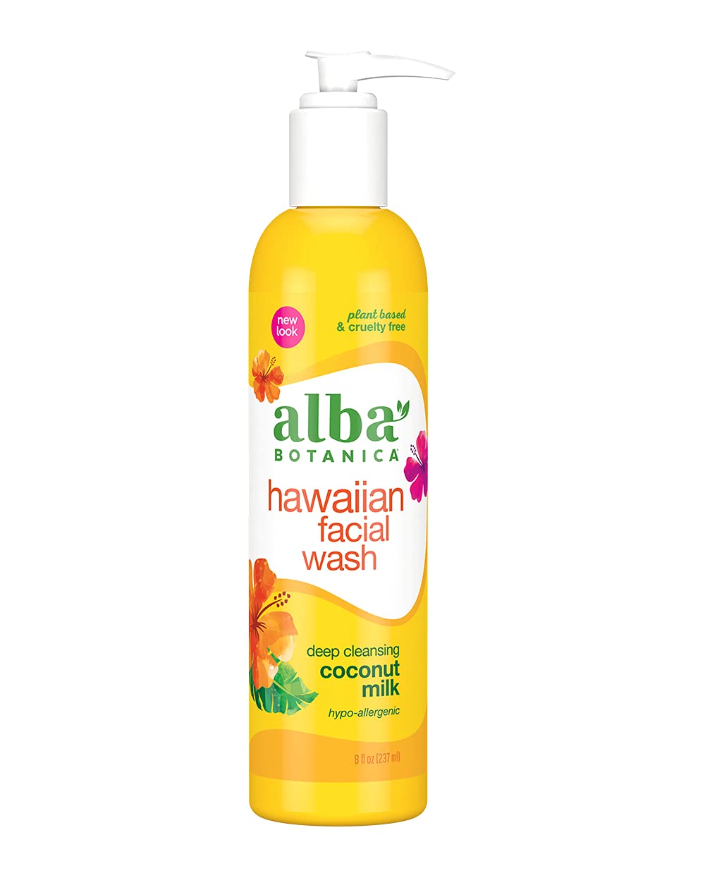 Alba Botanica Hawaiian Facial Wash with Coconut Milk - Deep Cleansing, 8 Oz - Gentle Face Cleanser for Dry & Sensitive Skin - Perfect for Morning & Night Skincare Routine