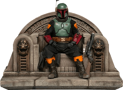 Iron Studios The Mandalorian Boba Fett on Throne Deluxe Art Scale 1/10 Statue - Premium Collectible for Star Wars Fans, Home Decor & Display