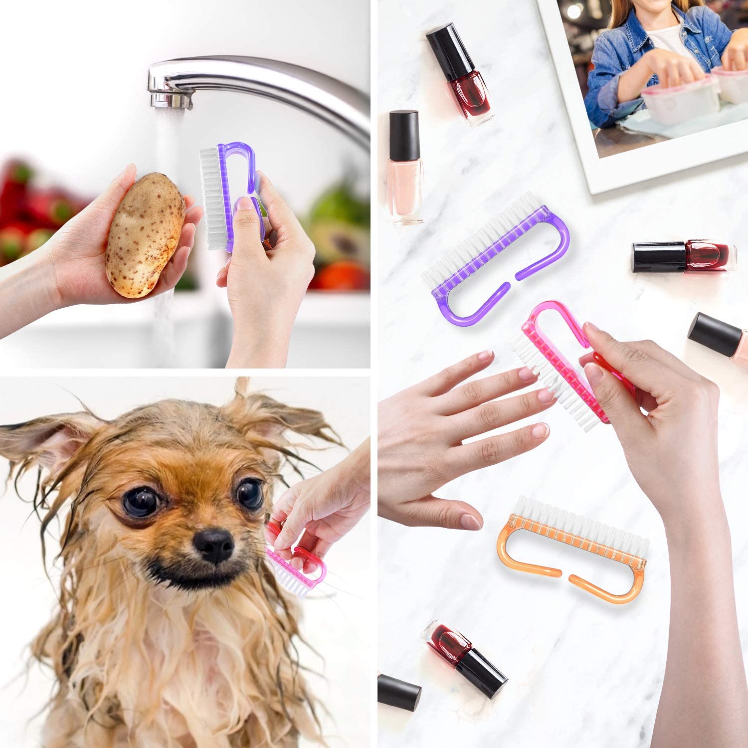Multicolor Nail Brush for Hands & Feet - Durable Handle Grip Nail Scrubber, Toe Cleaner & Pedicure Tool - Perfect for Home Manicure, Salon Care & Travel Hygiene (1-Pack)