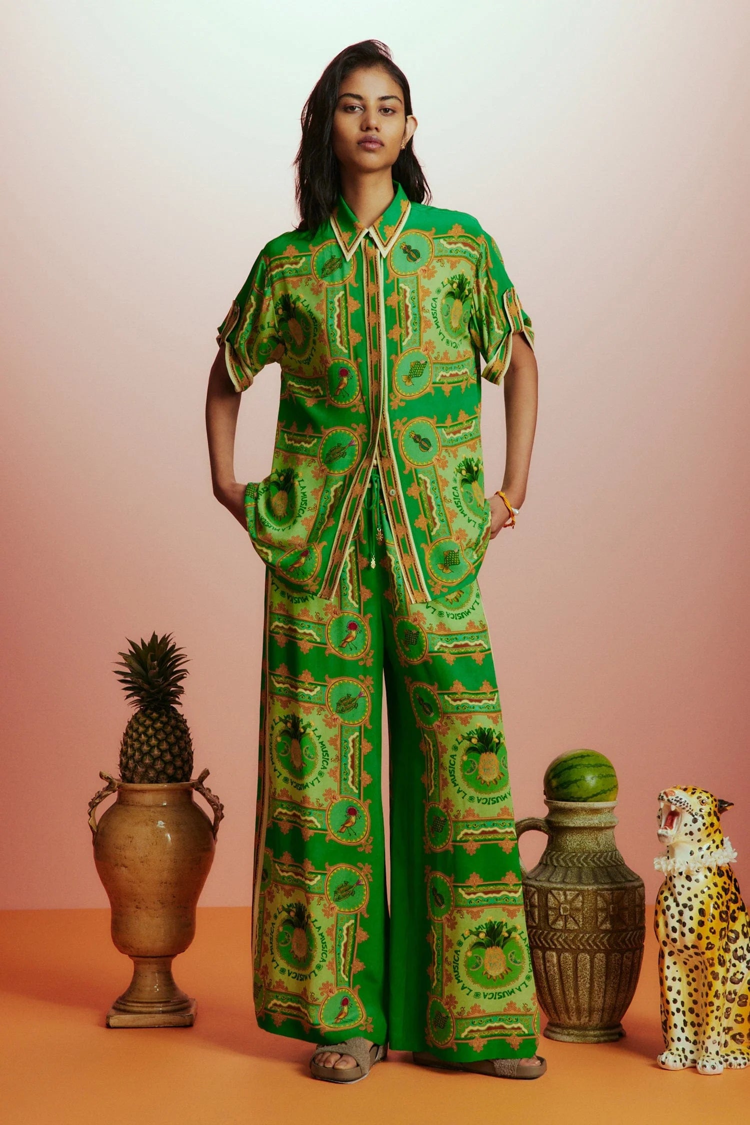 Alémais La Musica Silk Pants - Women's High-Waisted Flowy Palazzo Trousers for Elegant Evening Wear & Special Occasions