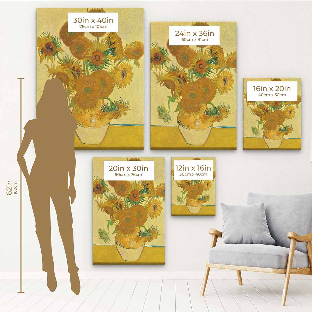 Yellow Sunflowers Wall Art Canvas Print 48x42 - Vibrant Floral Home Decor for Living Room, Bedroom & Office