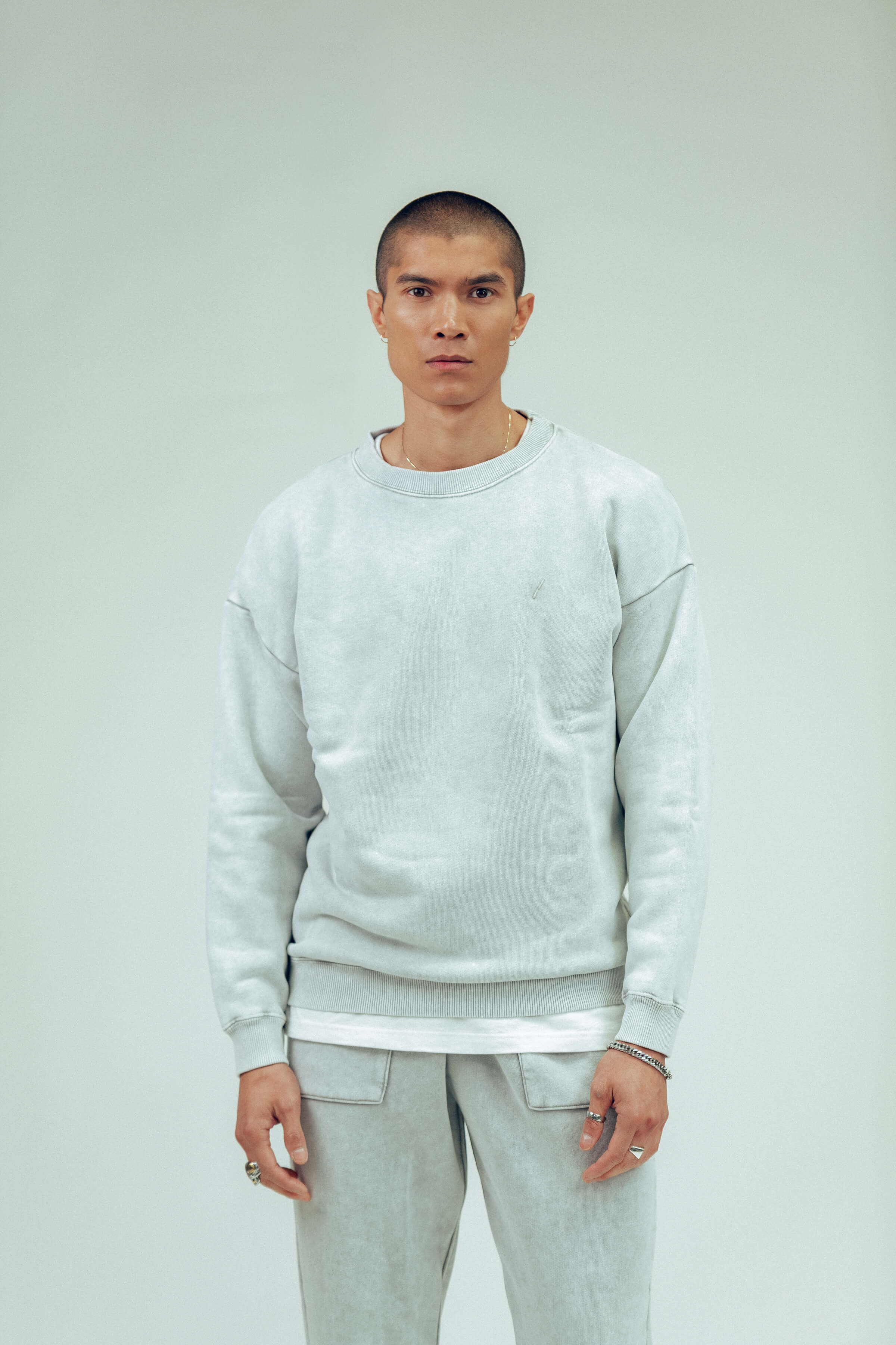 530 Washed Stone Grey Men's Sweatshirt - Soft Cotton Pullover Hoodie for Casual Wear, Street Style & Loungewear