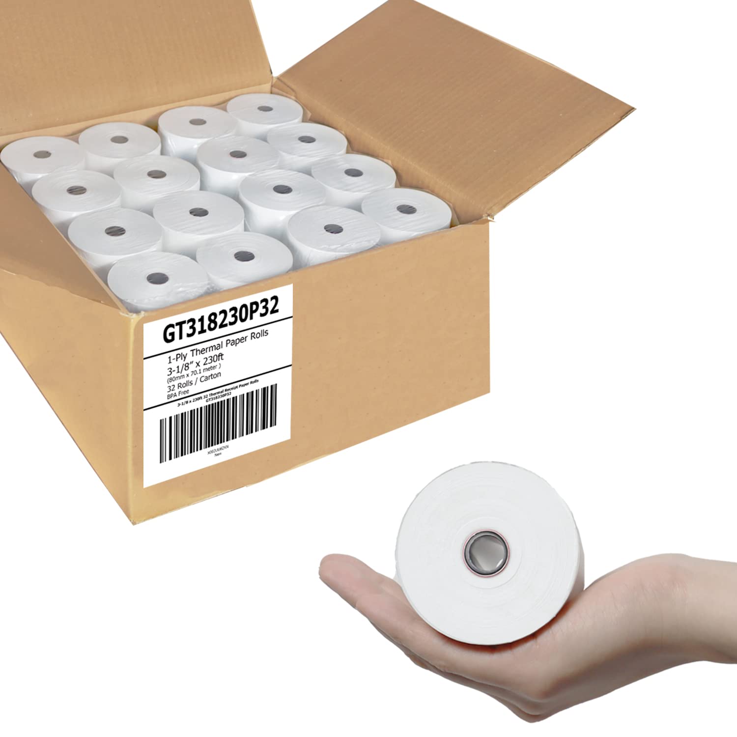 GORILLA SUPPLY 32 Rolls Thermal Paper Receipt Rolls - 3.125