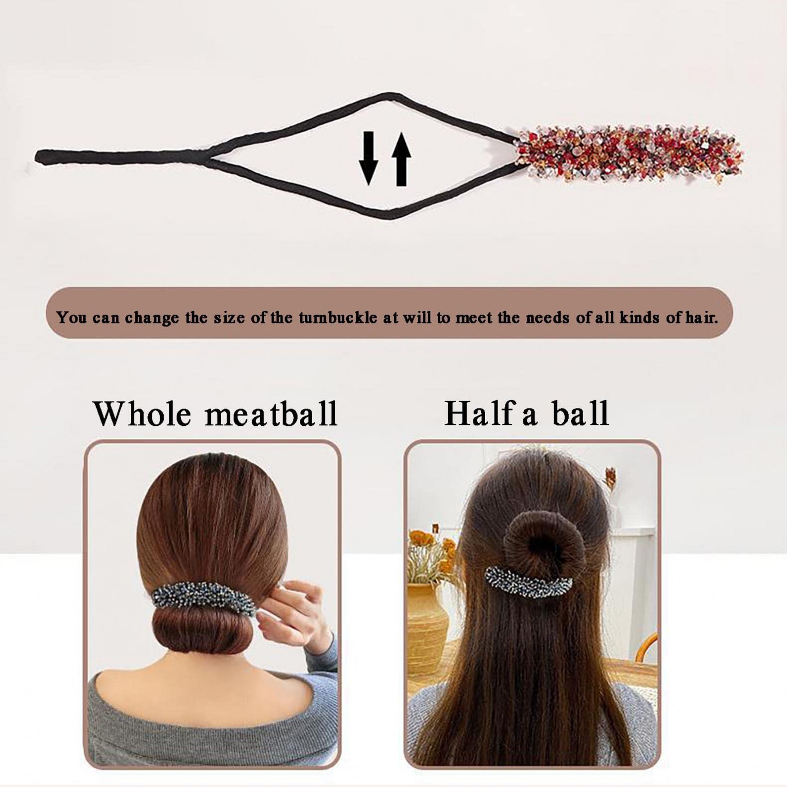 Rhinestone Hair Bun Maker - Elegant Hair Styling Tool for Women & Girls | Easy Donut Bun Maker with Rhinestone Hair Band | Perfect for Weddings, Parties & Daily Hairstyles | Navy Blue