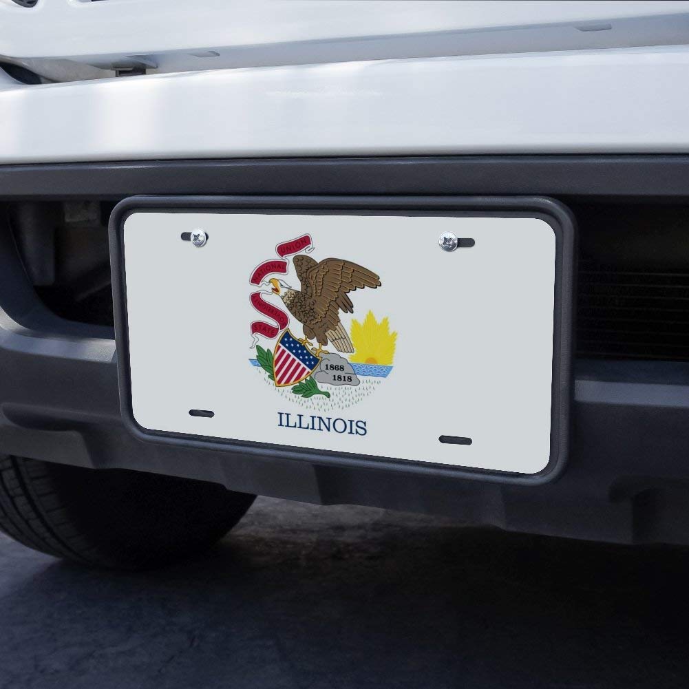 Illinois State Flag Novelty Metal Vanity License Plate - Custom Car Decor, Wall Art & Gift Idea for Illinois Fans