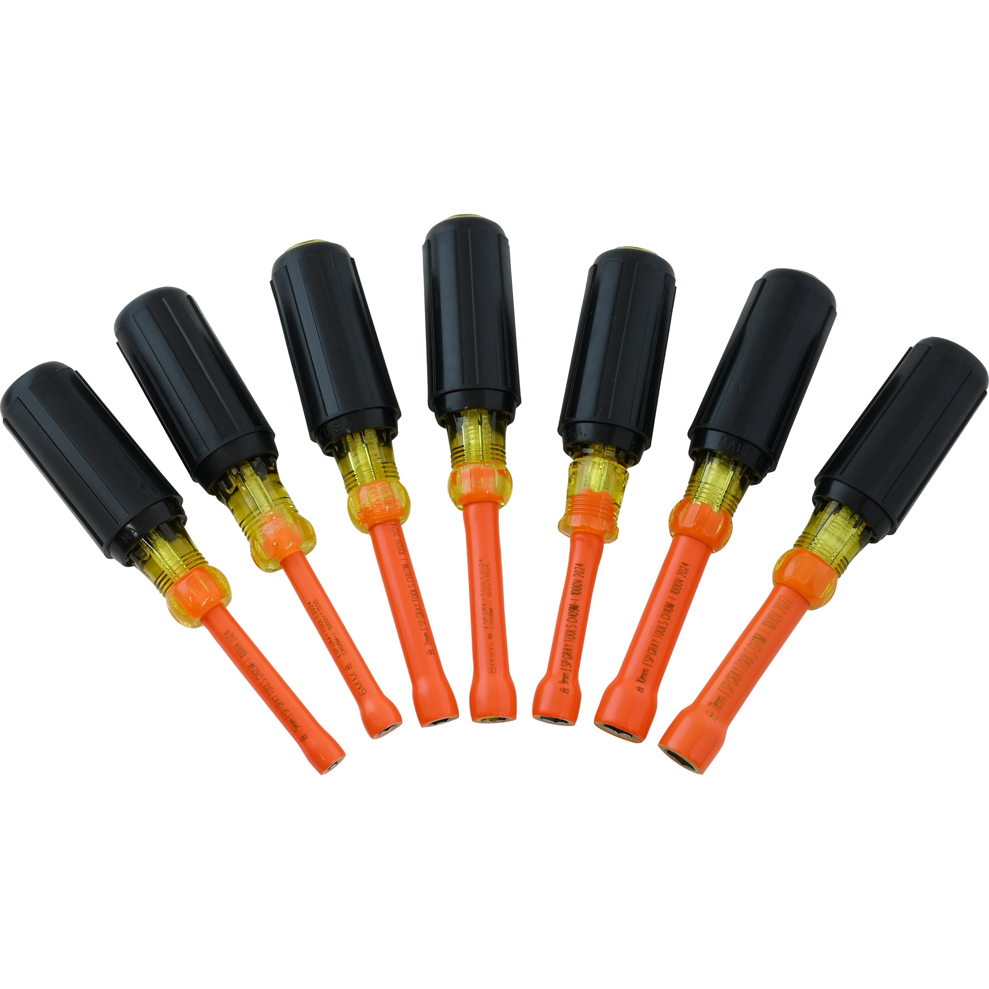 7-Piece Insulated Metric Nut Driver Set - Professional Tool Kit for Electrical Work & DIY Projects - Safe & Durable for Home Repair, Automotive, and Industrial Use