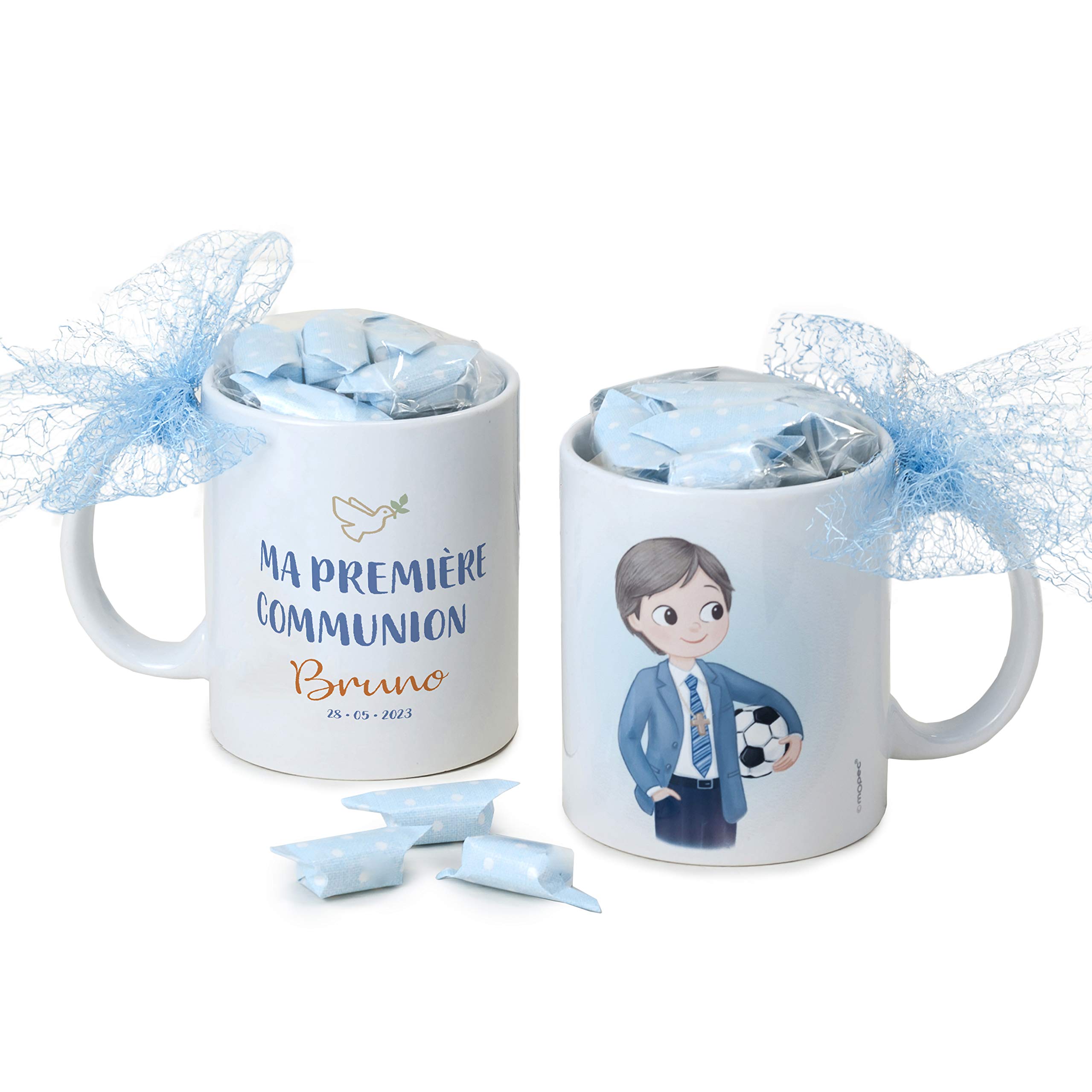 GD651.6 First Communion Porcelain Children's Mug with 7 Candies - Perfect for Religious Celebrations, Baptism Gifts & Sunday School Rewards