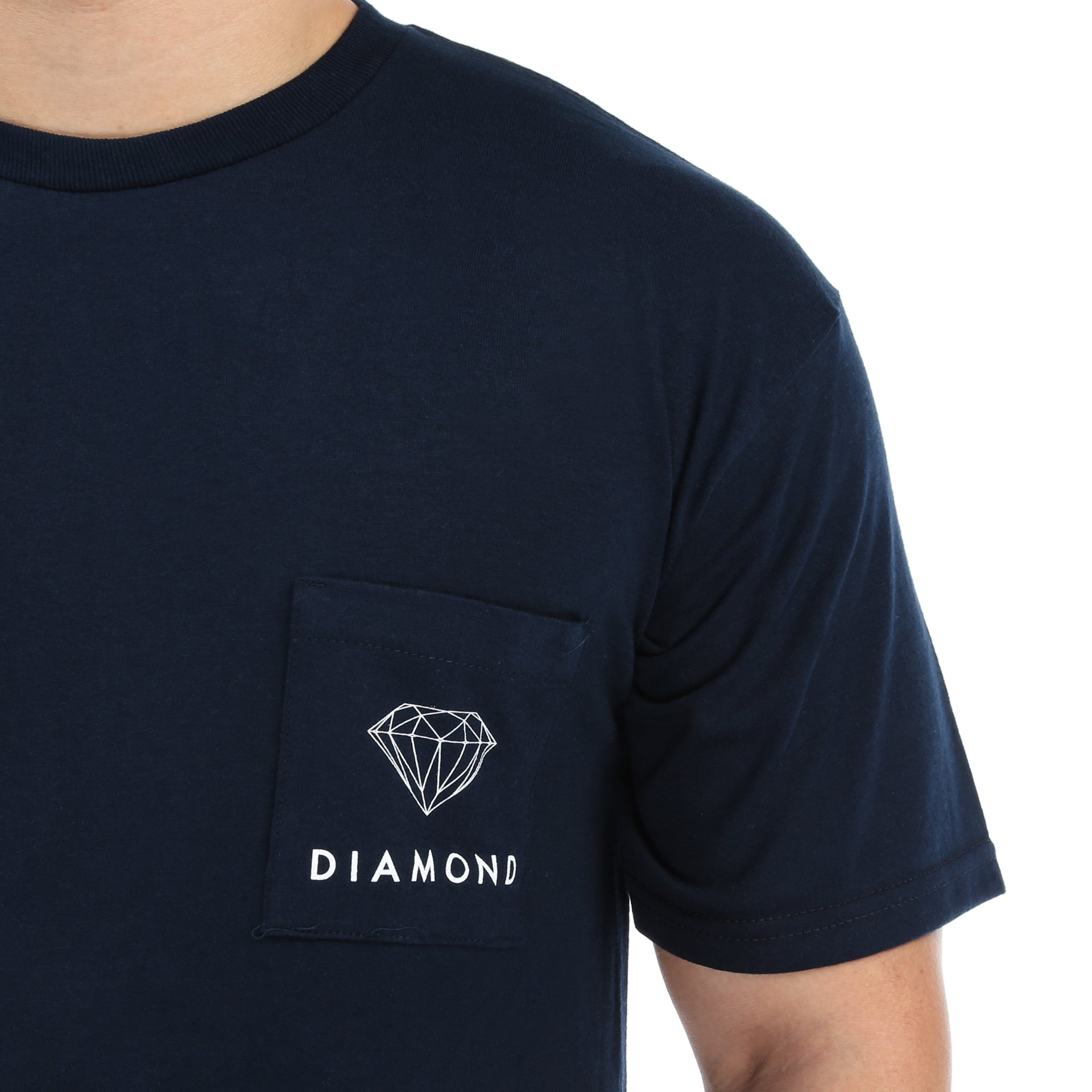 Diamond Futura Sign Pocket T-Shirt for Men - Soft Cotton Crew Neck Tee in Navy Blue - Perfect for Casual Wear, Street Style & Everyday Outfits