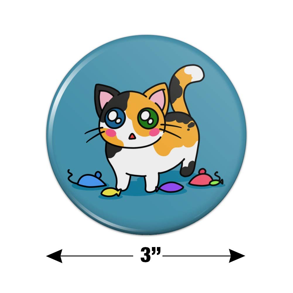Adorable Calico Kitten Refrigerator Magnet with Cat Toy Design - Perfect for Kitchen Decor, Office Fridge, or Gift for Cat Lovers
