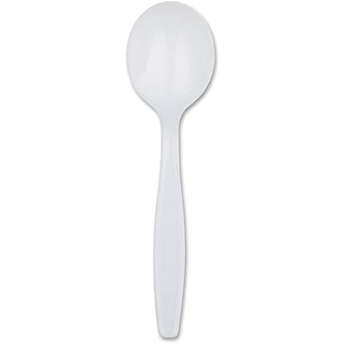 Nicole Fantini 400-Pack Disposable White Plastic Soup Spoons - Bulk Kitchen Utensils for Parties, Catering & Takeout