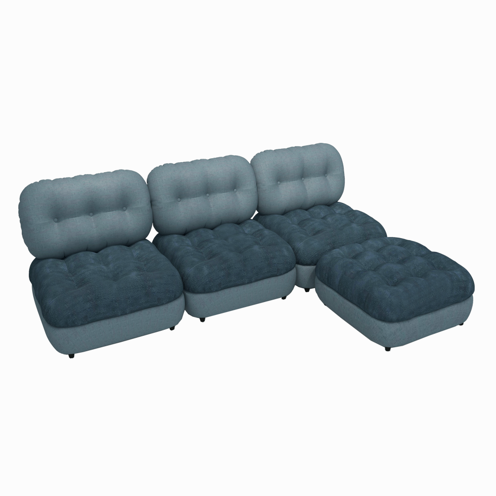 Marlow 3-Seater Modular Sofa with Ottoman - Modern Sectional Couch for Living Room, Lounge & Home Theater - Comfortable & Stylish Furniture for Small Spaces