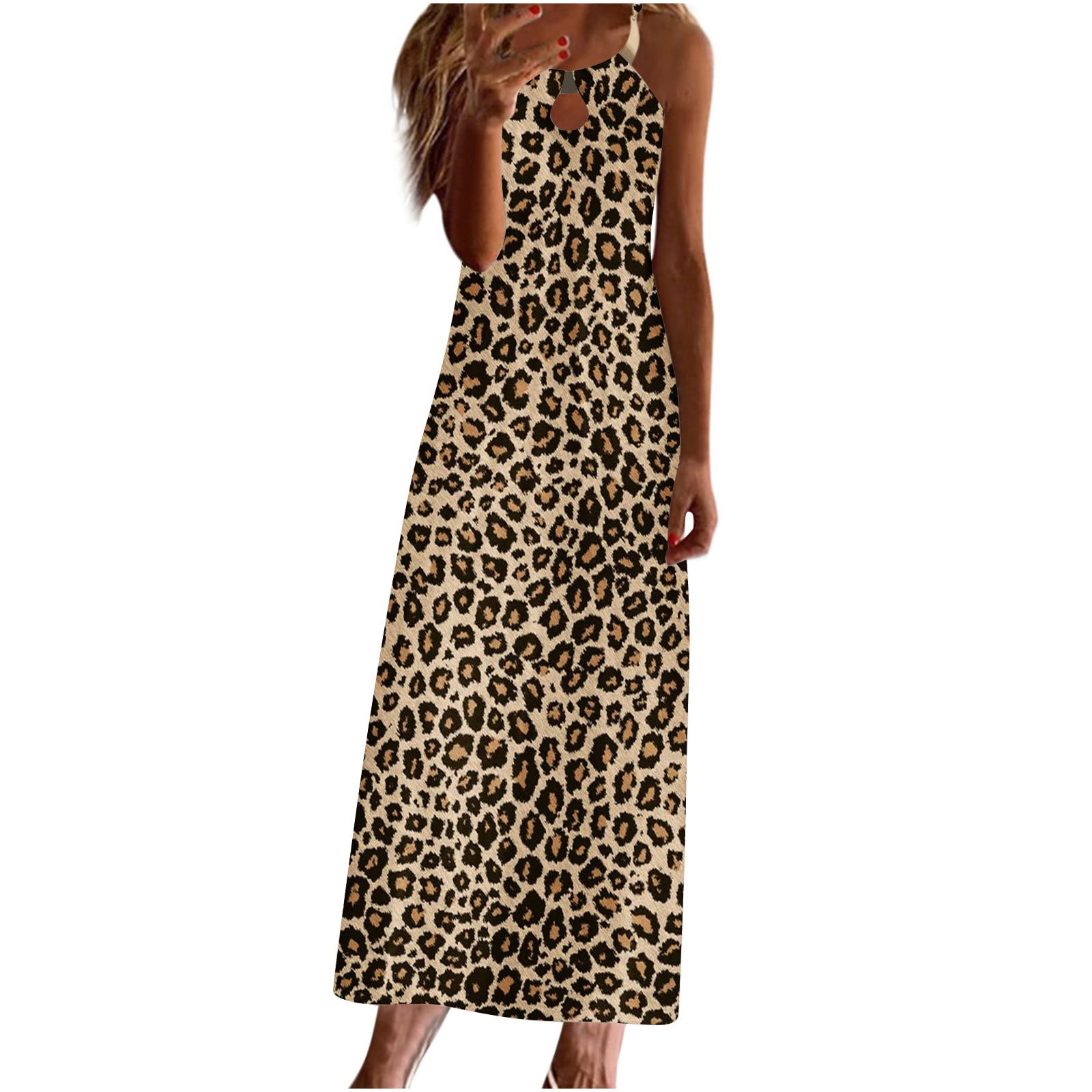 Women's Summer Floral Printed Sleeveless Maxi Sundress - Casual Loose Flowy Swing Dress for Beach, Party & Vacation | Sexy Sling Dress for Outdoor Events, Date Night & Tropical Getaways