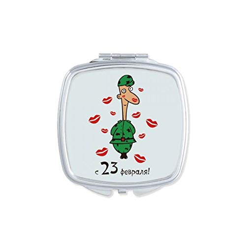 DIYthinker Russia Kiss Male Soldier Pattern Compact Mirror - Portable Double Sided Pocket Makeup Mirror for Travel, Purse & Everyday Use
