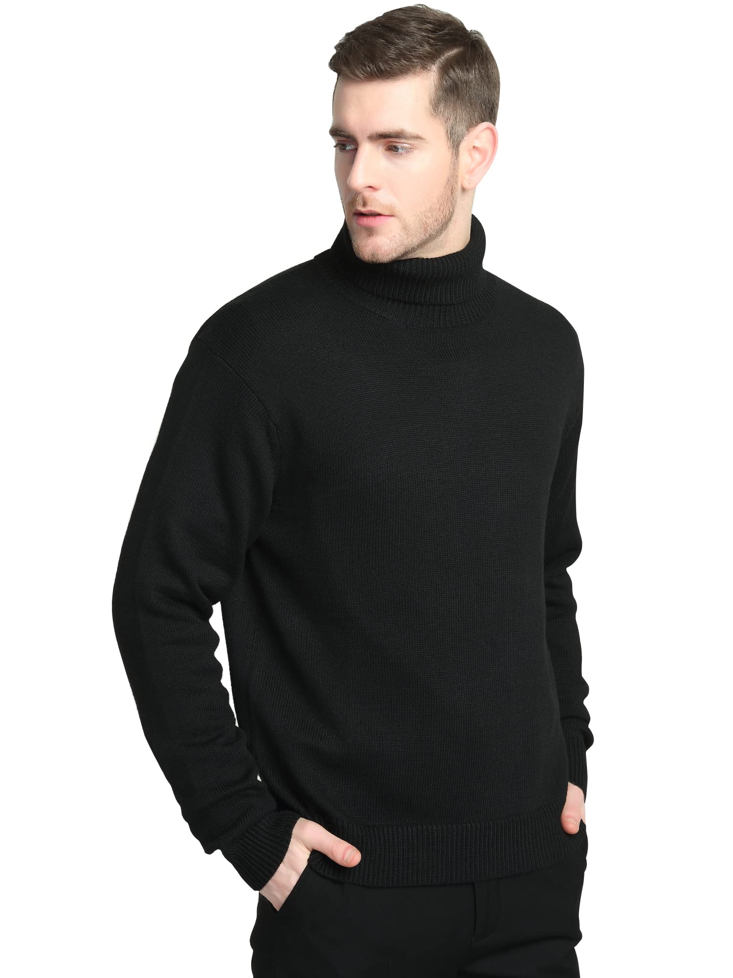 Men's Wool Blend Turtle Neck Sweater - Cozy Winter Pullover for Casual Wear