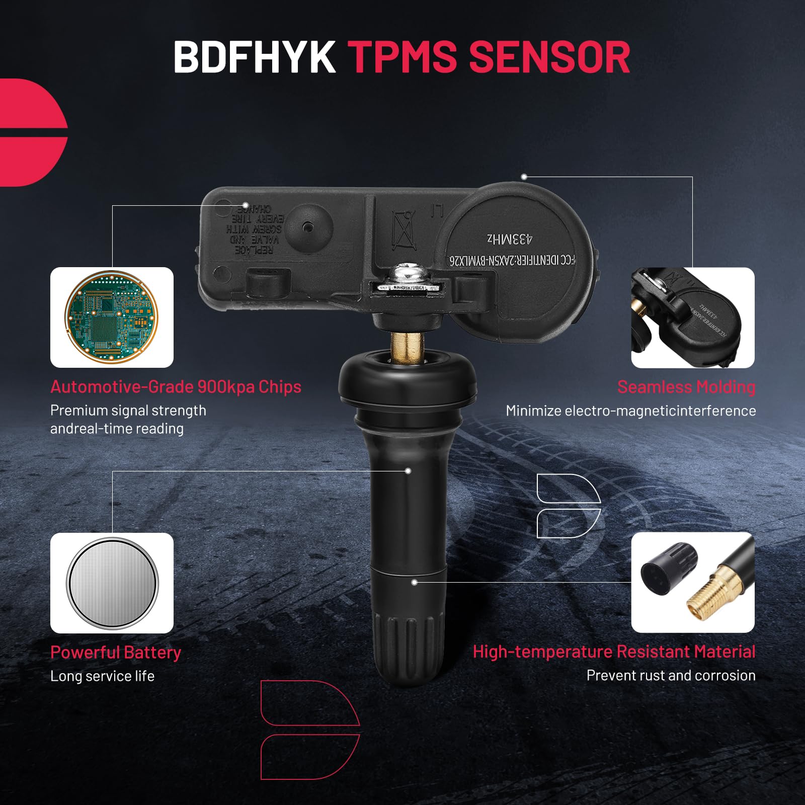 TPMS Sensor 433MHz for Jeep Wrangler JK Dodge Ram Charger - Replacement for 56029398AB 68142397AA 68241067AA 68241067AB - Tire Pressure Monitoring System for Off-Road & Daily Driving