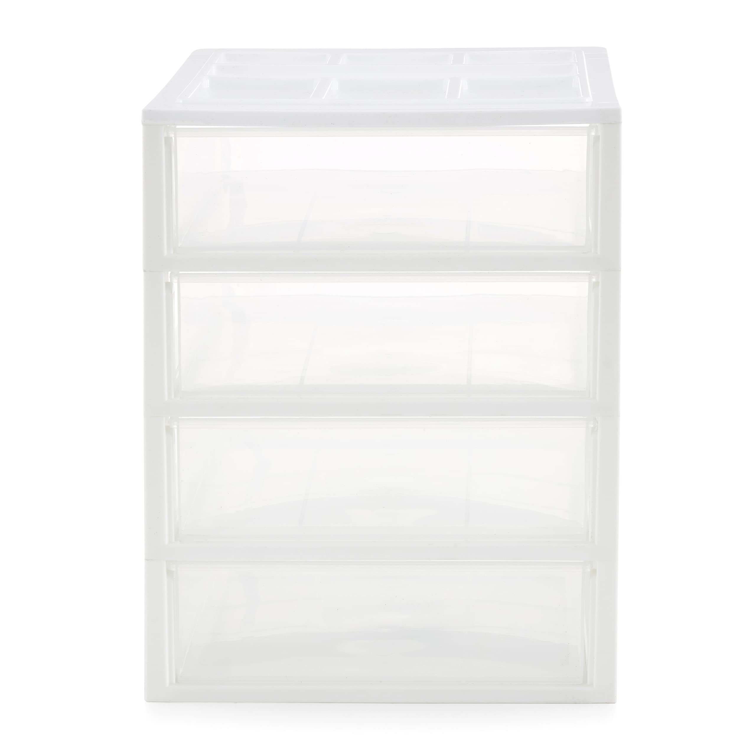 Gracious Living 4-Drawer Desktop Organizer with Lid - White/Clear Storage Box for Crafts, Office & School Supplies (3-Pack) - Perfect for Craft Rooms, Home Offices & Classroom Organization