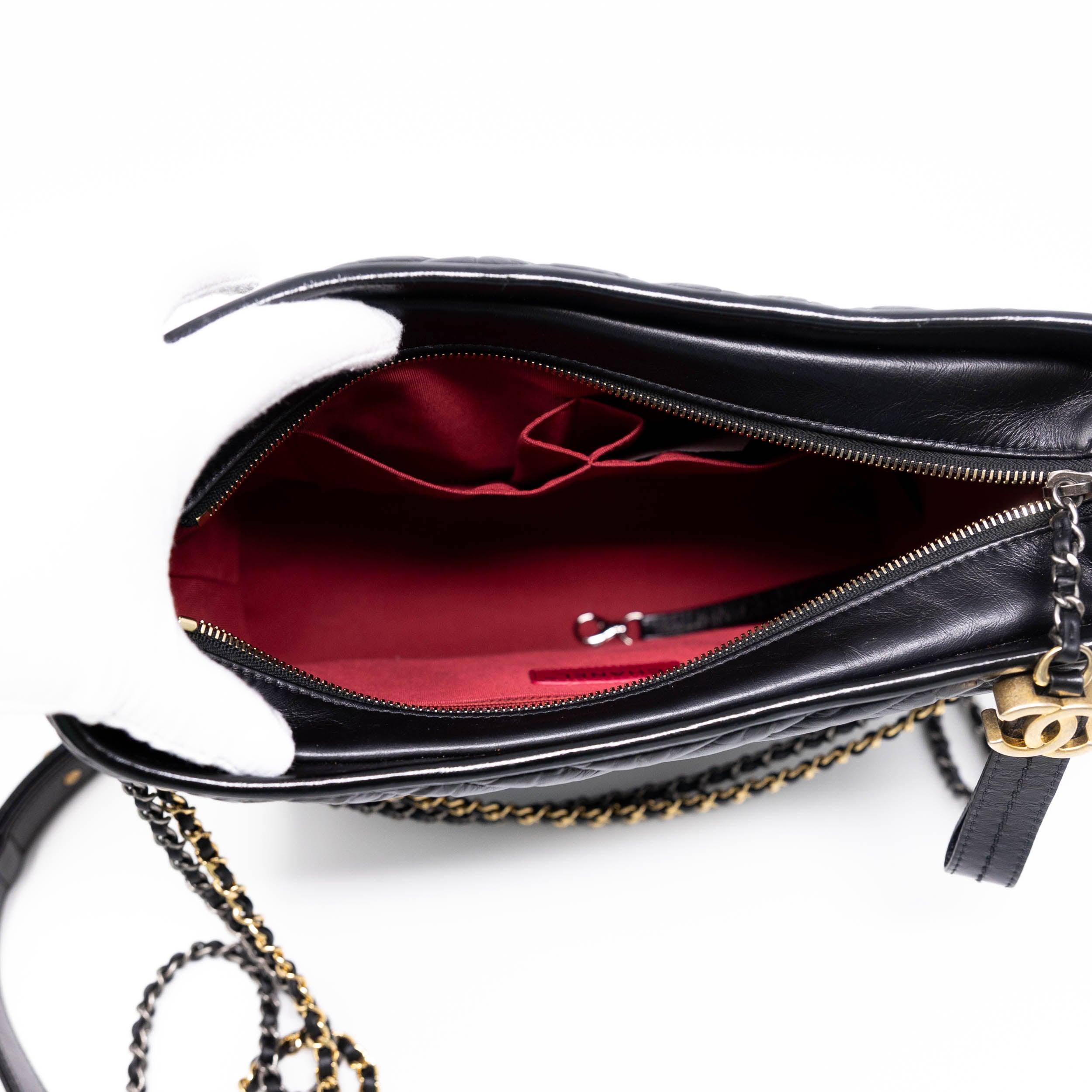 Chanel Black Chevron Medium Gabrielle Hobo Bag - Luxury Designer Handbag for Women, Perfect for Work, Travel & Everyday Use