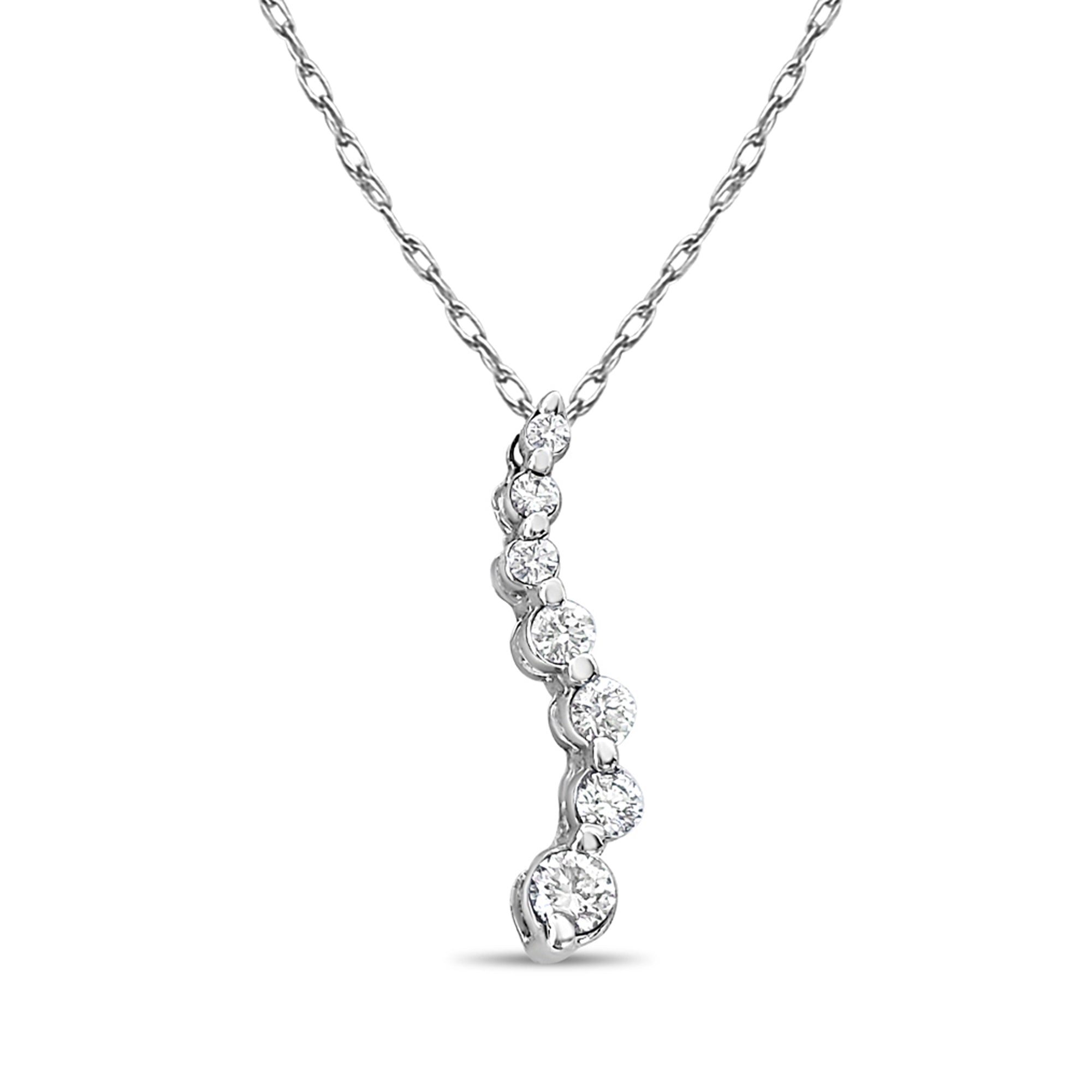 1/4 Carat Diamond Journey Necklace in 14k White Gold - Elegant Layered Pendant for Anniversaries, Weddings & Special Occasions