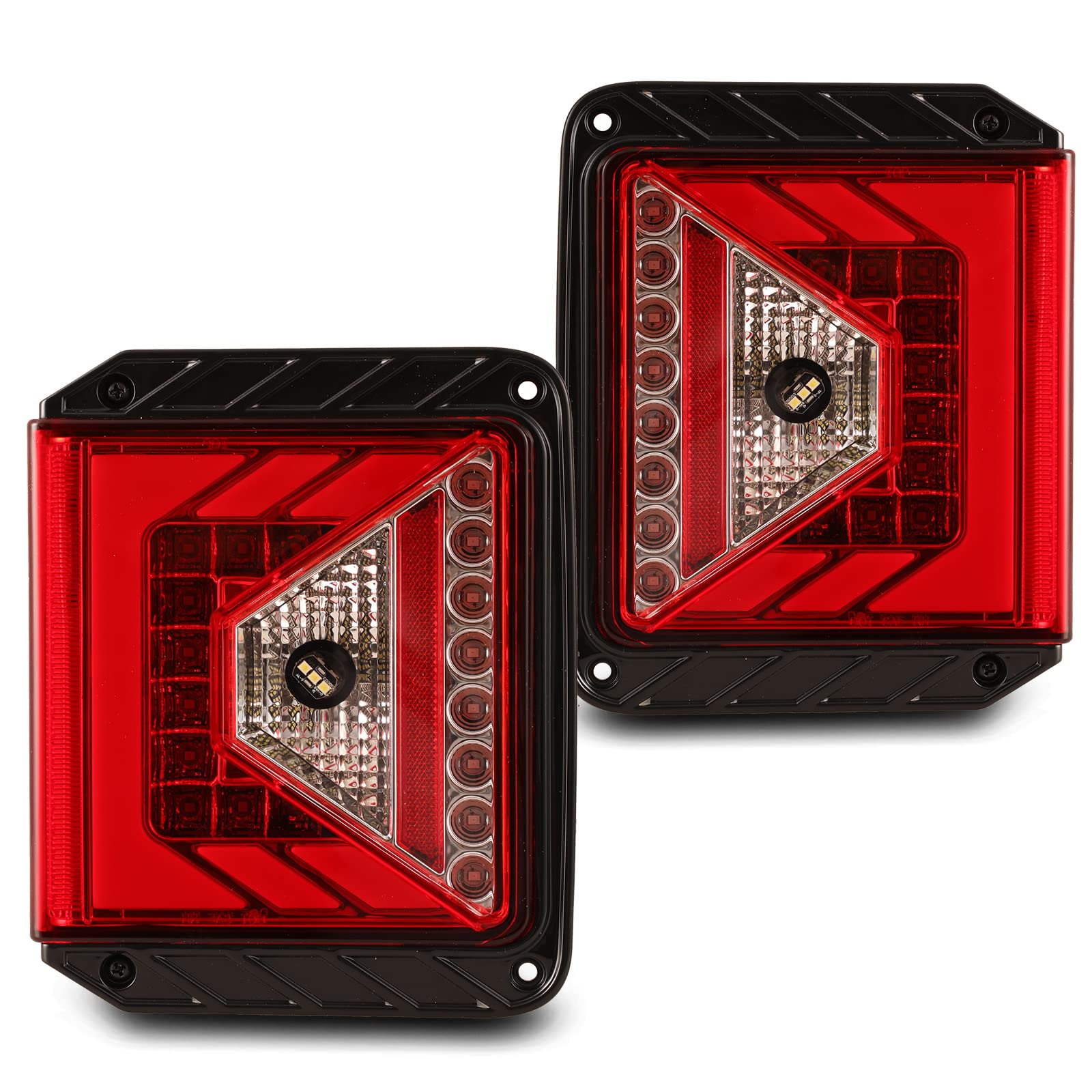 AUTOWIKI LED Tail Lights for 2007-2018 Jeep Wrangler JK & JKU - Black Housing with Red Lens - Direct Replacement Pair (Left & Right) - Enhance Visibility & Style for Off-Road Adventures & Night Driving