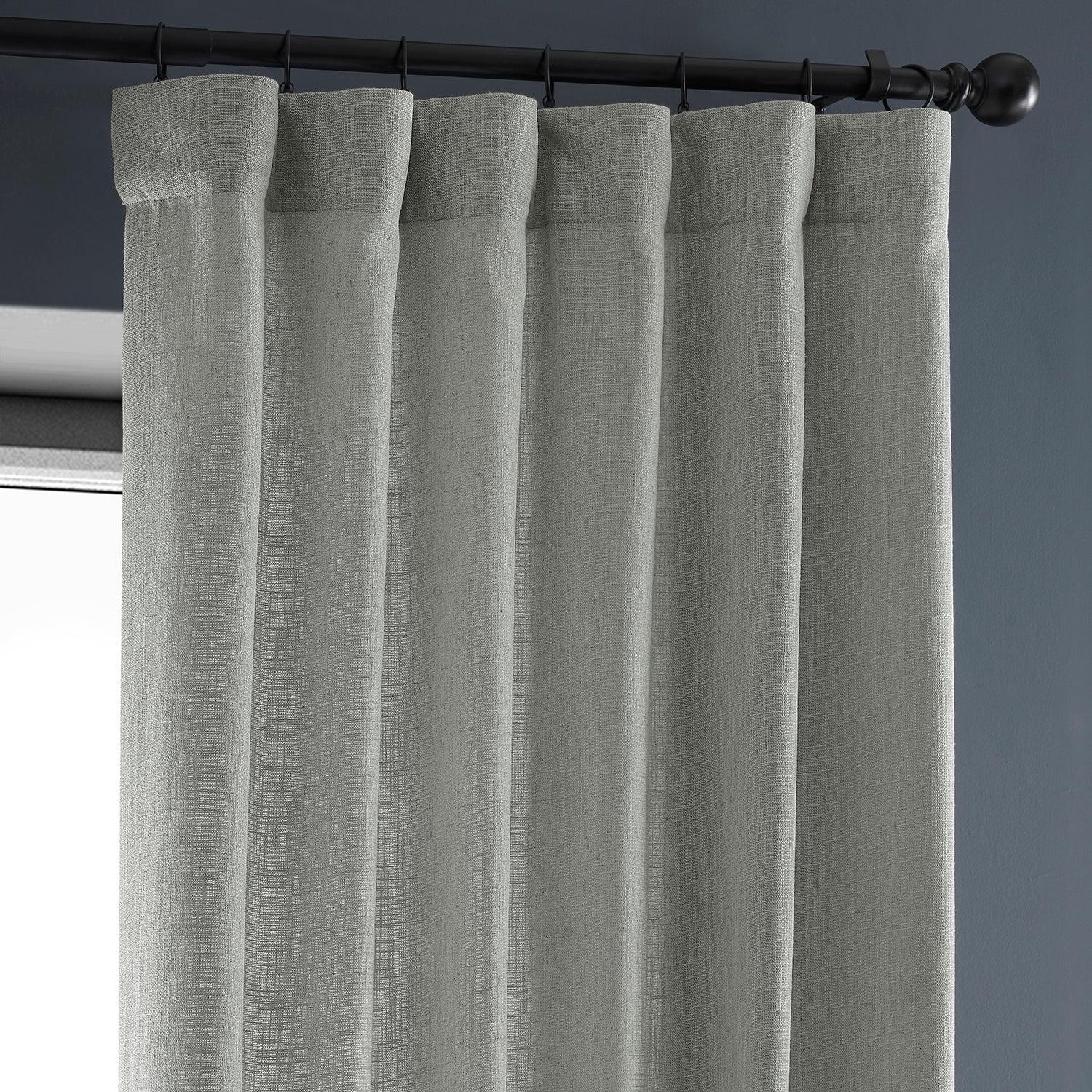 Ash Grey Heavy Faux Linen Curtains - Blackout Window Drapes for Living Room & Bedroom - Thermal Insulated Room Darkening Panels for Home Decor