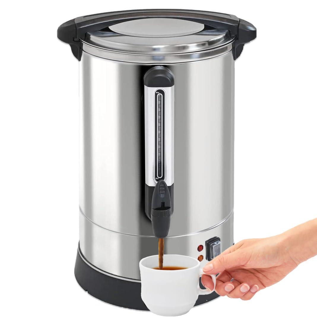 100-Cup XL Commercial Coffee Urn - Stainless Steel Brewer for Catering & Events | Large Capacity Hot Beverage Dispenser