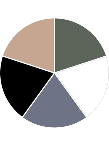 5 Pack Black, White, Nude, Olive Green, Dark Blue