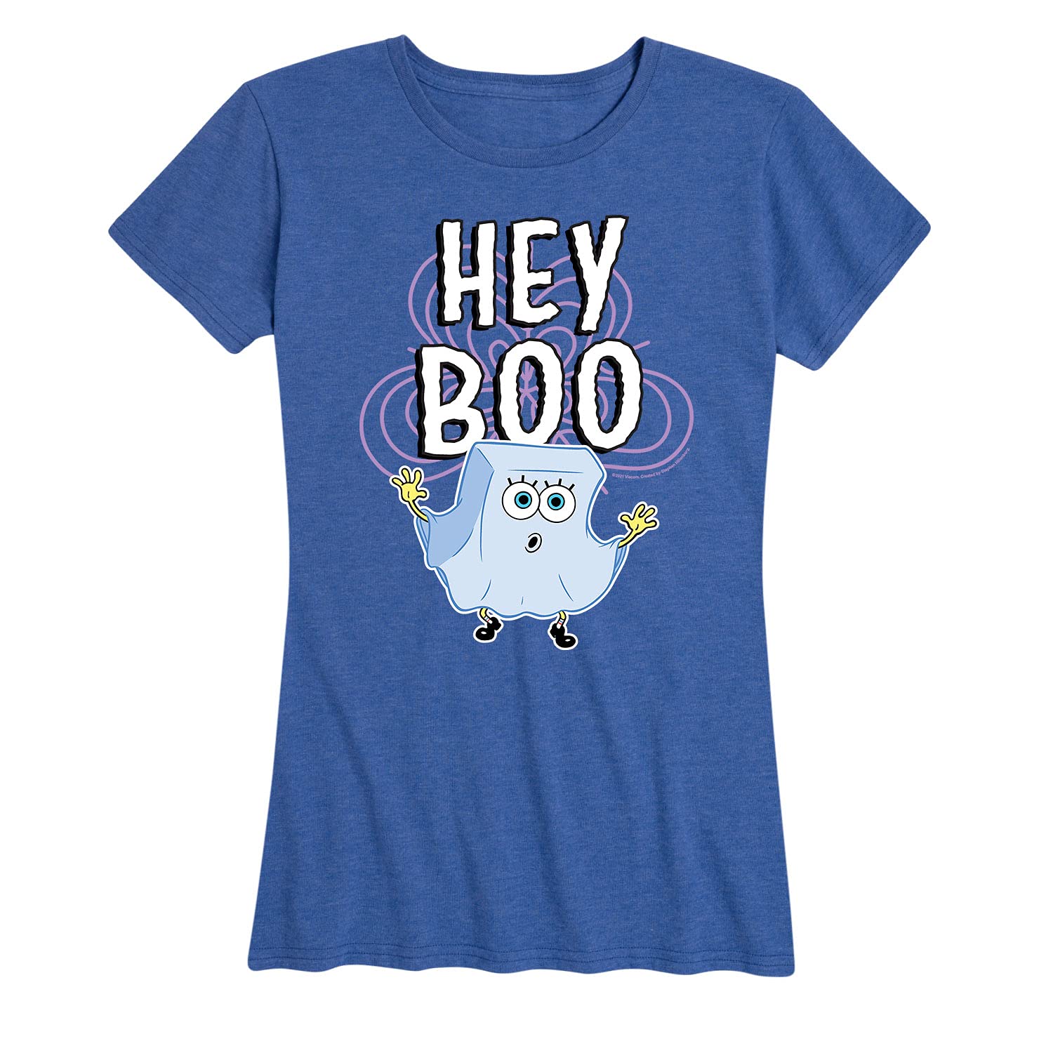 SpongeBob SquarePants 'Hey Boo' Women's Graphic T-Shirt | Soft Short Sleeve Cotton Tee | Cartoon Character Apparel for Casual Wear & Fan Gifts