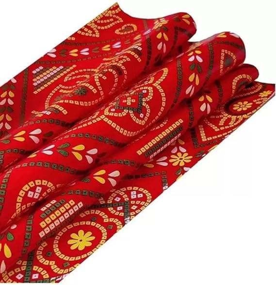 Premium Jaipuri Chunri Design Gift Wrapping Paper Roll - 10 Sheets for Pooja, Rangoli & Diya Decoration | Perfect for Indian Festivals, Wedding Gifts & Home Decor
