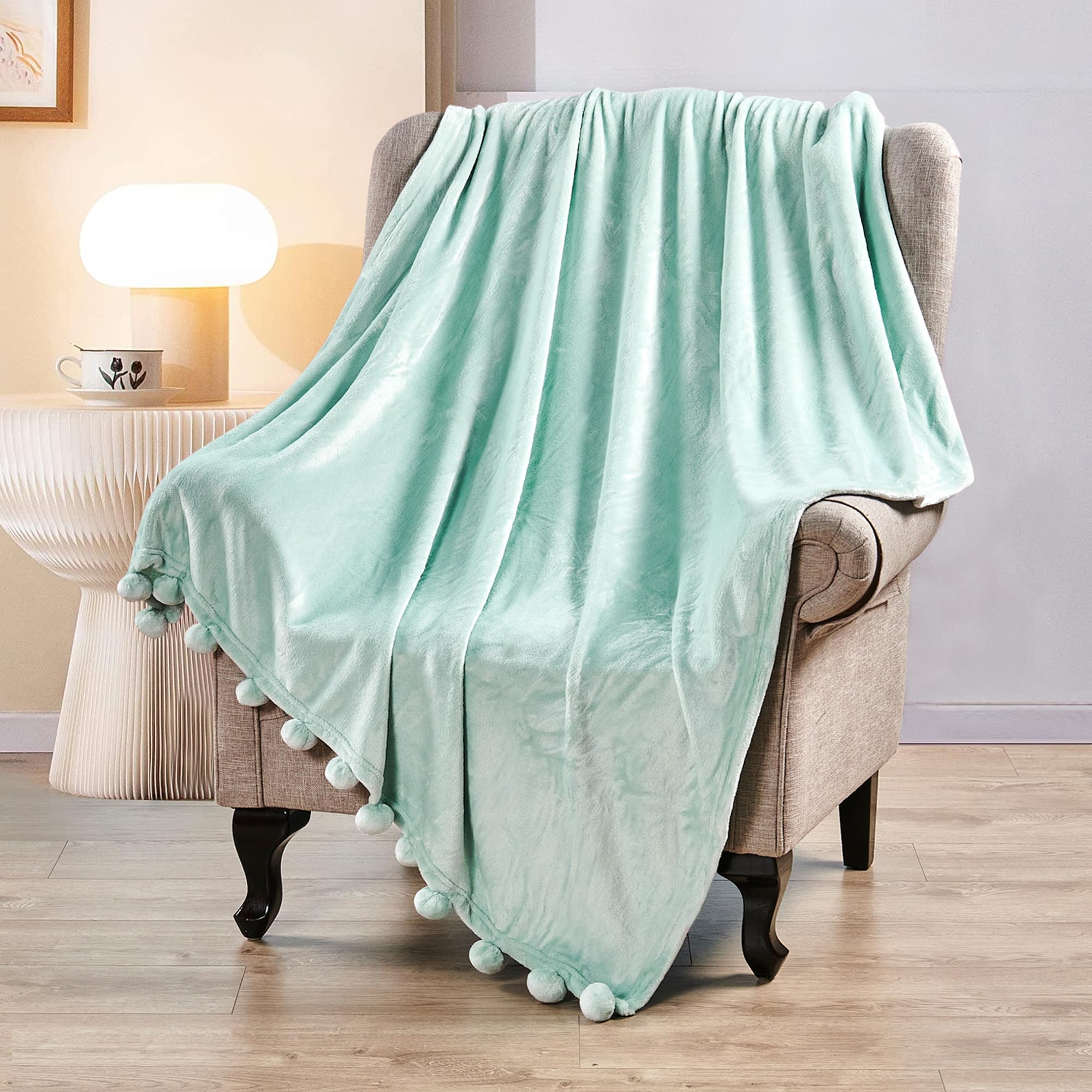 Soft Fluffy Pom Pom Throw Blanket - 60