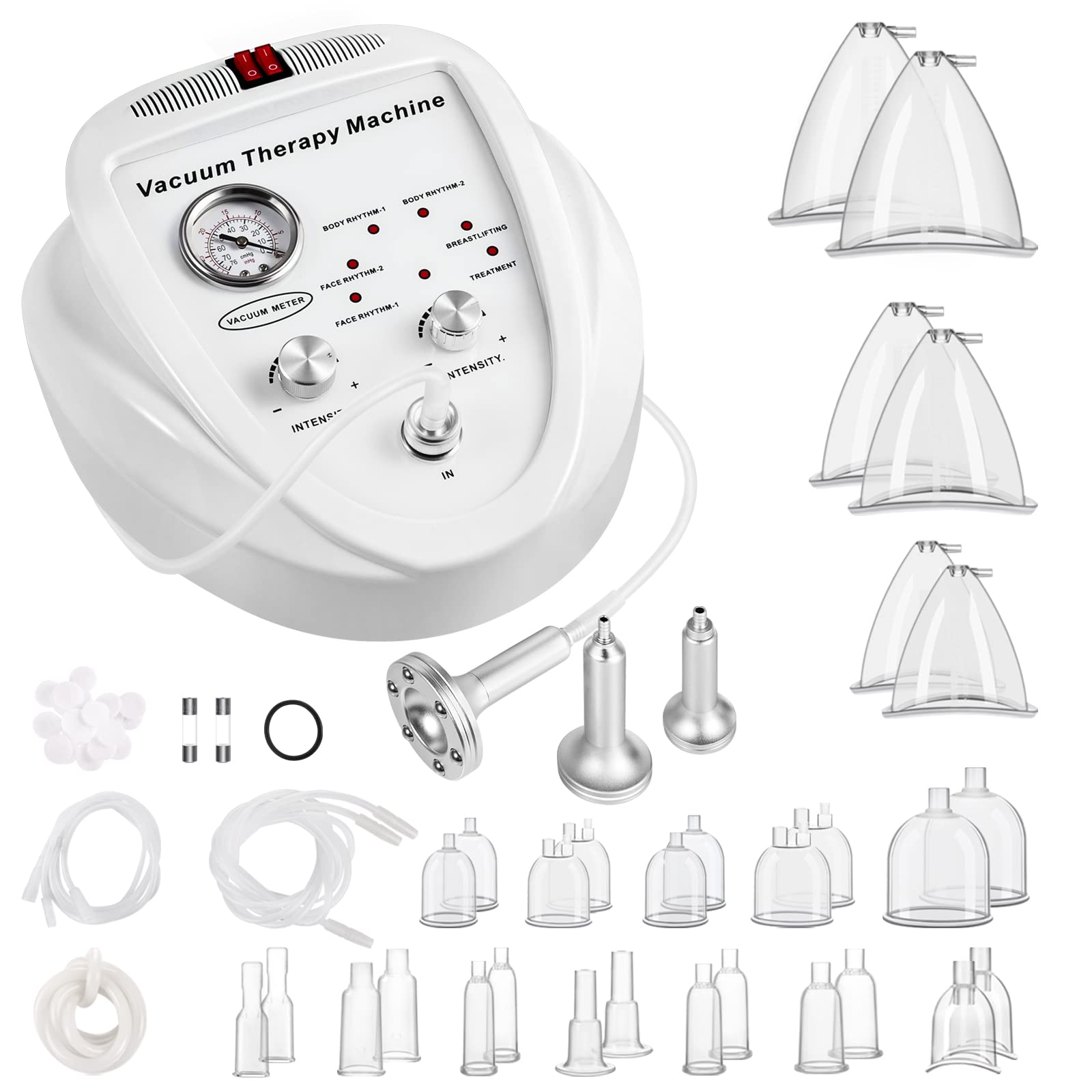 Beauty Star Vacuum Therapy Machine - Multifunctional Adjustable Cupping Device (0-70 cmHg) with 30 Cups & 3 Pumps (1200ML Capacity) for Cellulite Reduction, Pain Relief & Skin Rejuvenation | Perfect for Home Spa, Massage Therapy & Beauty Treatments