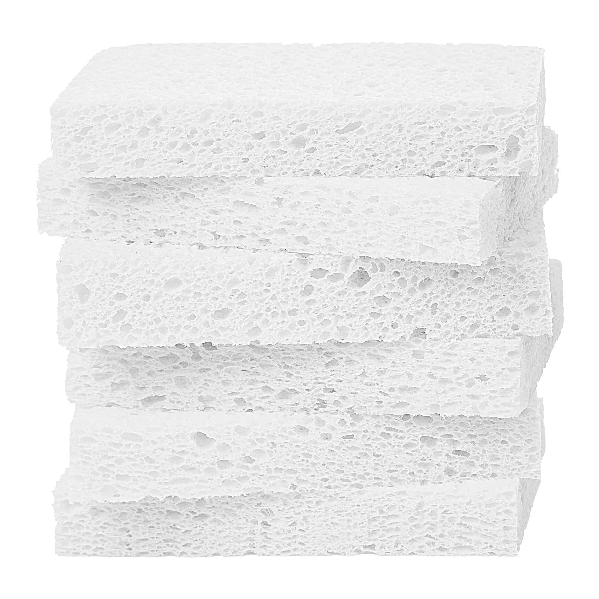 Eco-Friendly Heavy Duty Kitchen Sponges for Tough Messes, Non-Scratch Cleaning Sponges, Pop-Up Design, DIY White Sponges (6 Pack) - Perfect for Dishes, Countertops, and Appliances