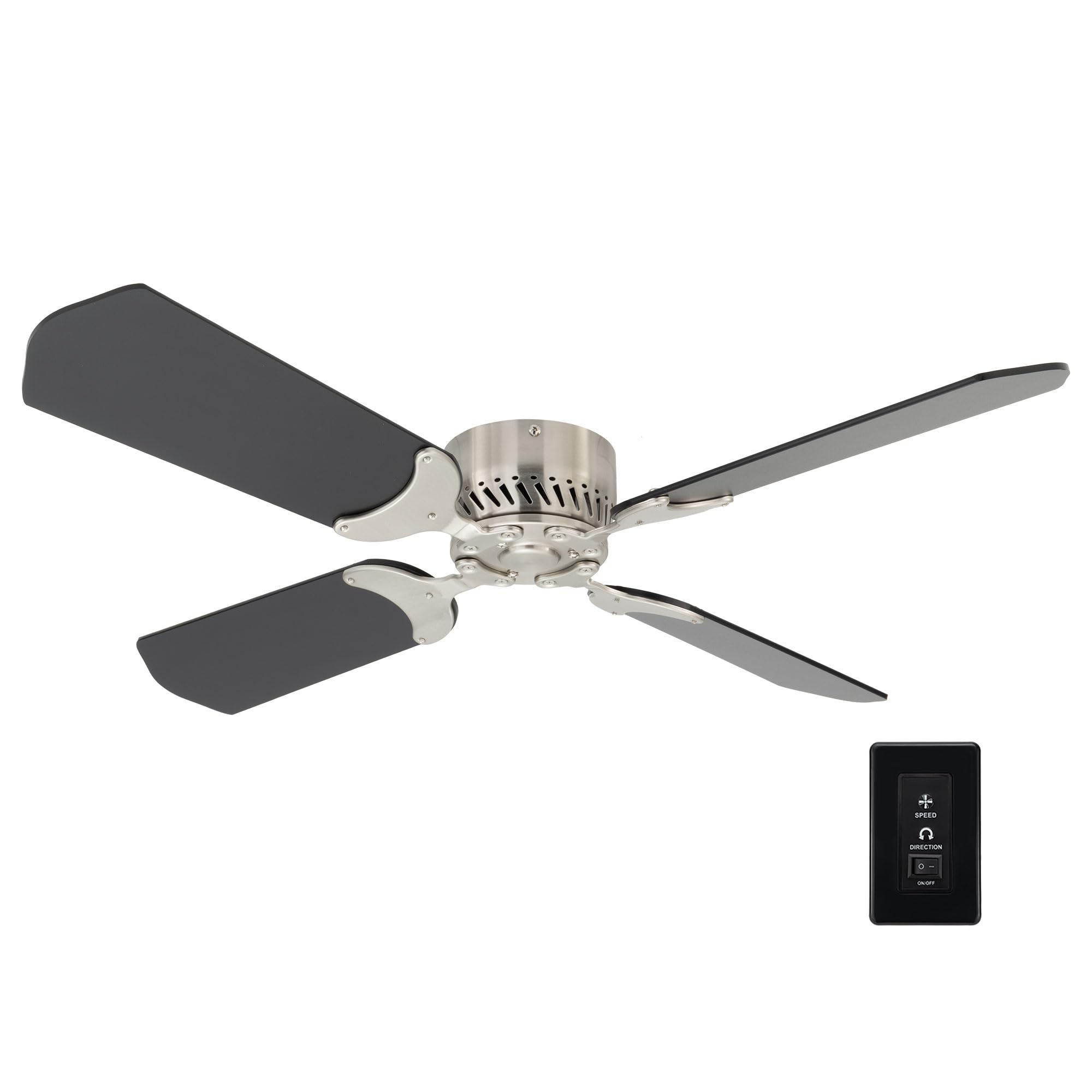 12V RV Ceiling Fan with 4 Blades - 36 Inch Black Brushed Nickel for Campers & Motorhomes | Quiet Cooling for Outdoor Adventures & Road Trips