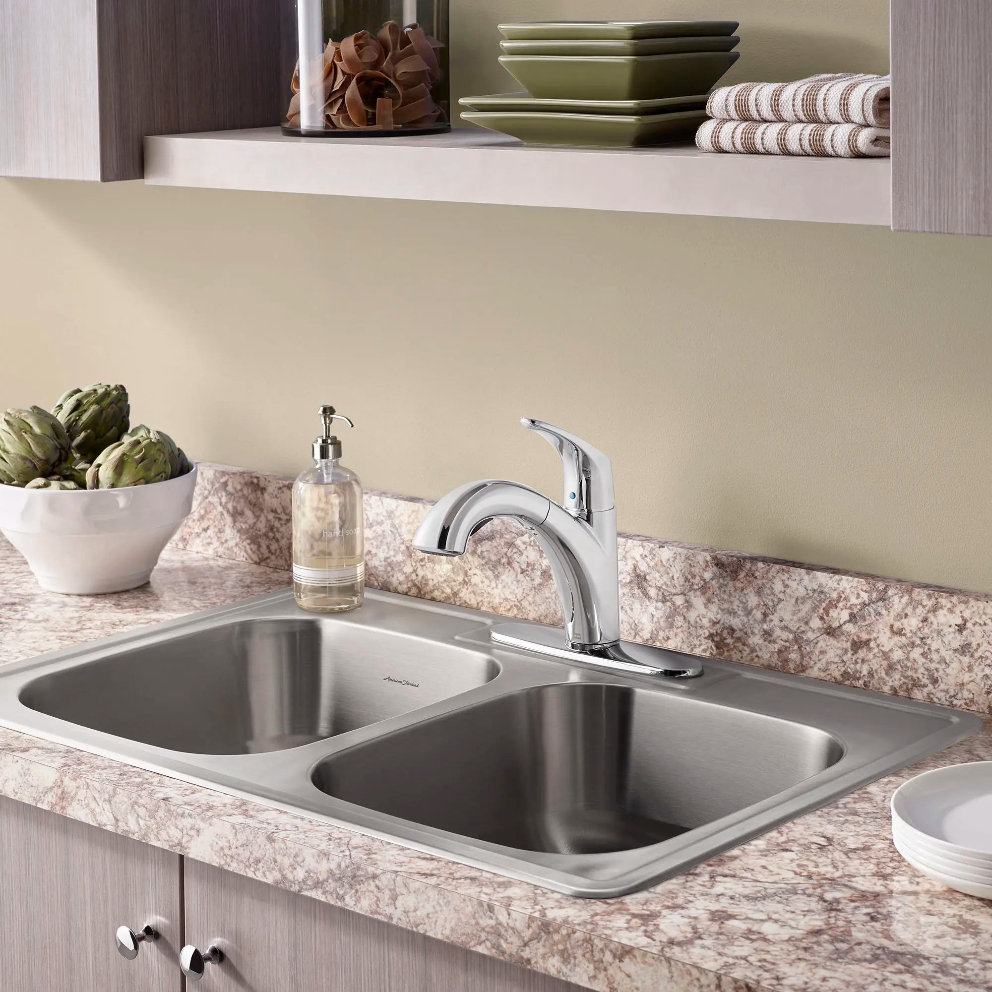 Colony PRO Single Handle Pull-Out Dual Spray Kitchen Faucet - 1.5 GPM/5.7 LPM - High Arc Brushed Nickel - Perfect for Modern Kitchens & Busy Home Chefs