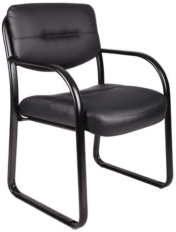 Premium Boss Leather Guest Chair with Arms [B9529] - Stylish Office Seating for Reception, Conference Rooms & Home Offices