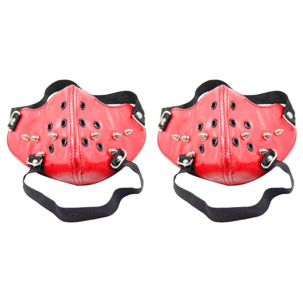 ABOOFAN 2-Piece Steampunk PU Leather Halloween Masquerade Mask Set - Punk Cosplay, Motorcycle Riding, Rivet Gothic Accessories for Halloween Parties & Costume Events