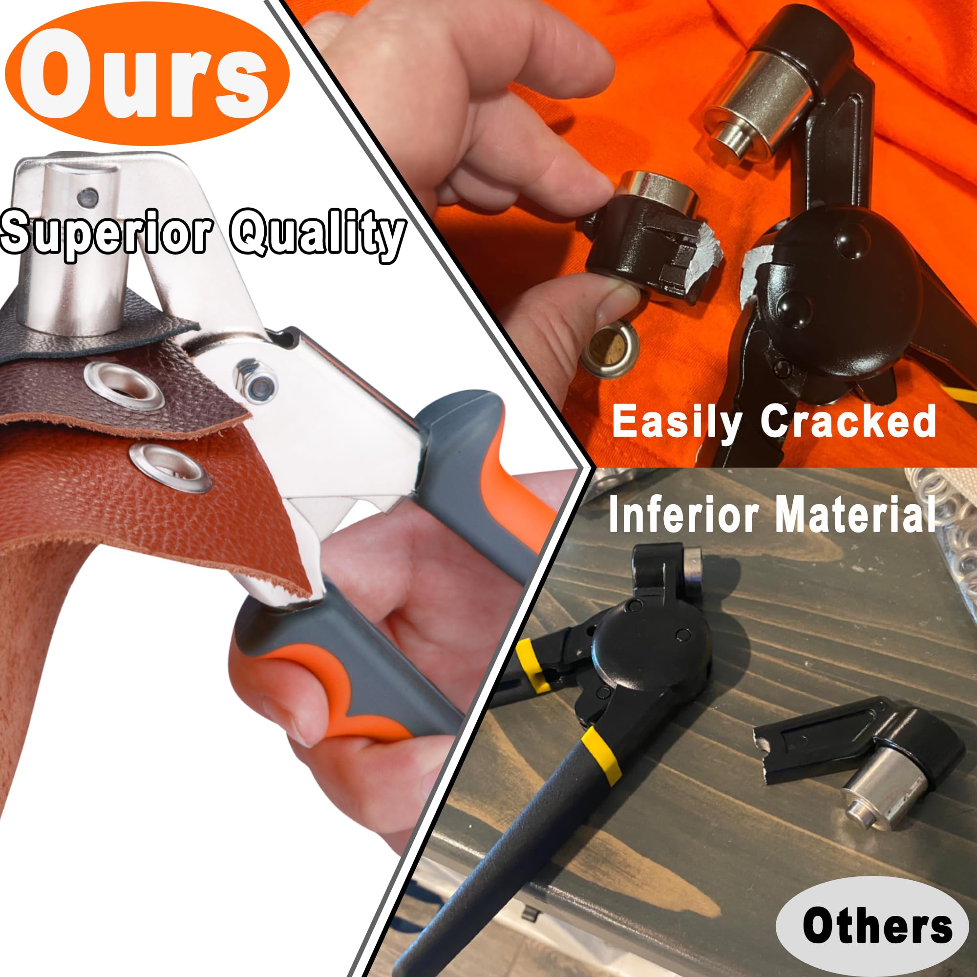 Heavy Duty Grommet Tool Kit - 500pcs 1/4 Inch (6mm) Eyelets with Press Tool for Tarp, Fabric, Banner, Canvas, Leather, Tent & Vinyl - Perfect for DIY Projects, Camping Gear Repair & Crafting