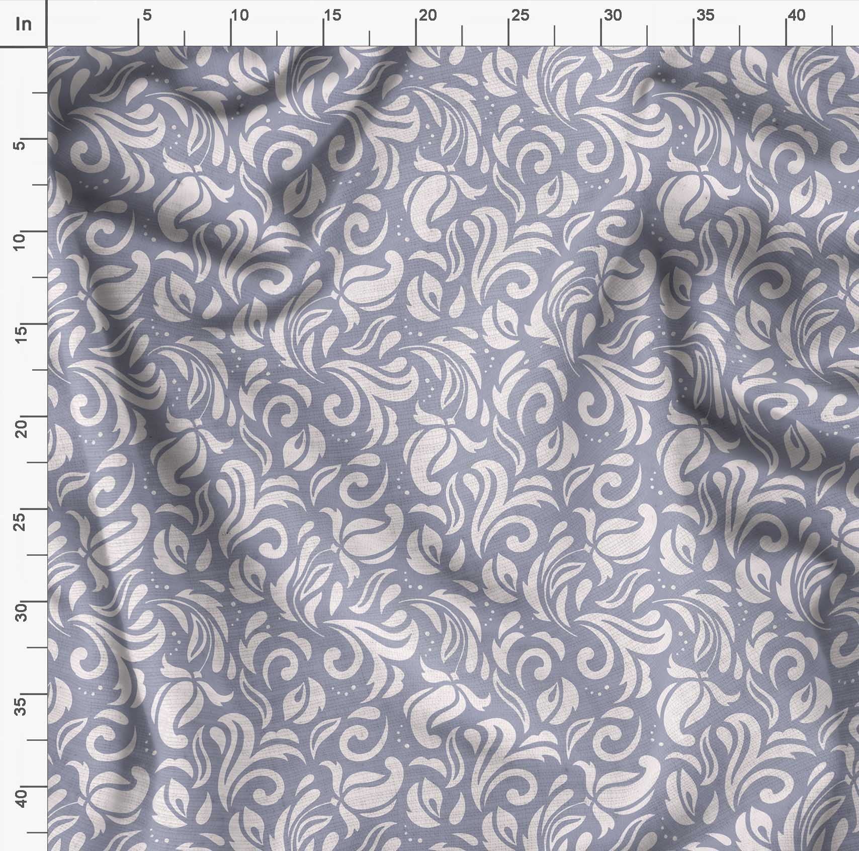 Soimoi Moss Georgette Gray Fabric by The Yard - 42 Inch Wide Filigree Damask Print Material for Dresses, Curtains & DIY Projects - Elegant Printed Fabric for Sewing & Crafting