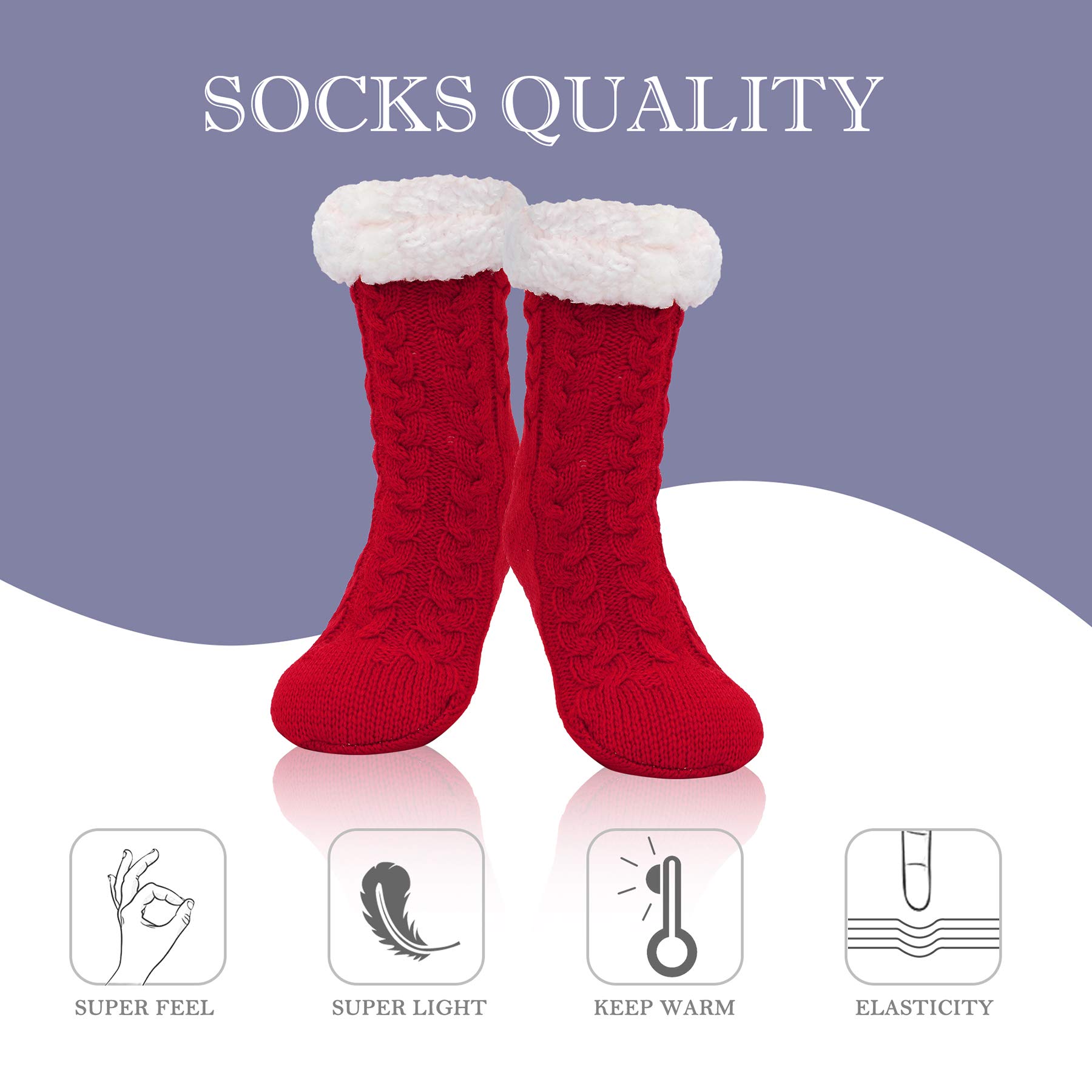 Zando Cozy Fleece Socks for Women & Elderly - Non-Slip Winter Warm Socks with Grips - Perfect for Cold Weather, Home, Hospital & Gift Giving