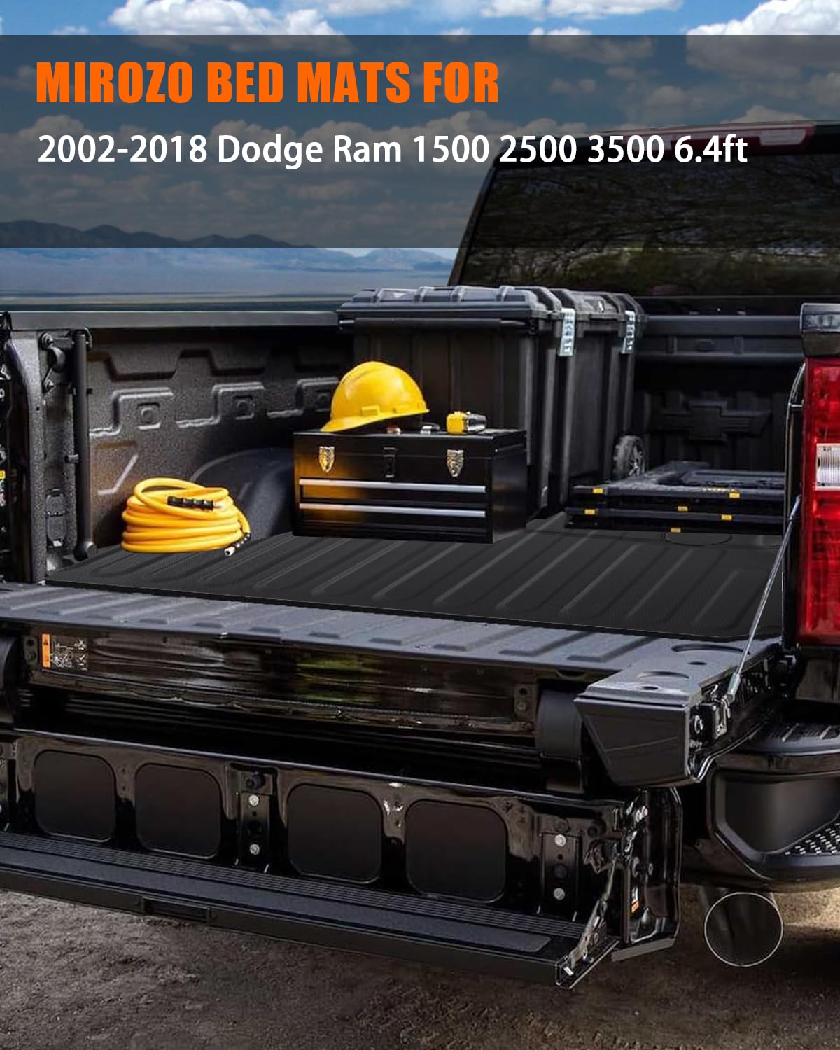 MIROZO Heavy Duty Truck Bed Mat for 2002-2018 Dodge Ram 1500/2500/3500 - All-Weather TPE Bed Liner - 6.4ft Long Bed Accessories - Perfect for Hauling, Camping & Off-Road Protection