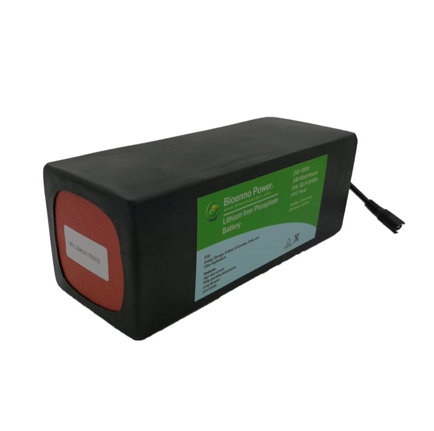 24V 10Ah LiFePO4 Battery - PVC Encased BLF 2410A Lithium Iron Phosphate Battery for Solar Power, Marine, RV & Off-Grid Applications