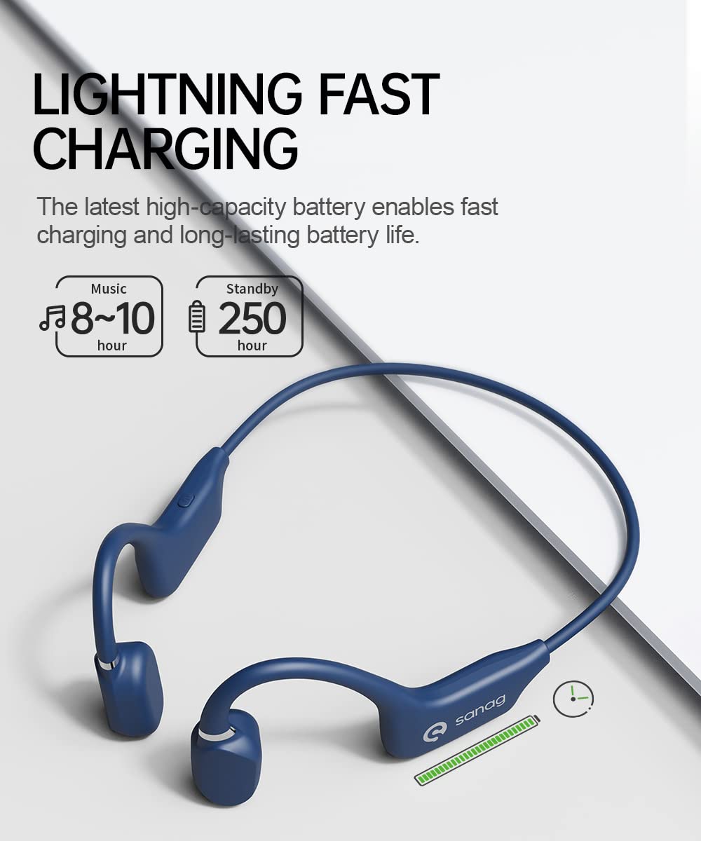 Sanag Open-Ear Wireless Bluetooth 5.0 Headphones with Mic - Titanium Lightweight Air Conduction Headphones, IPX5 Waterproof for Running, Hiking, Cycling & Driving - Hands-Free Calls & Music (Ideal for Outdoor Sports & Commuting)