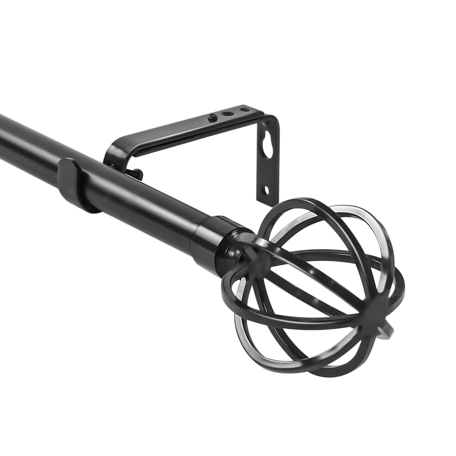 Urbanest Steel Cage Ball Window Drapery Curtain Rod Set - Adjustable 28 to 48 Inches, Black - Perfect for Living Room, Bedroom & Modern Home Decor