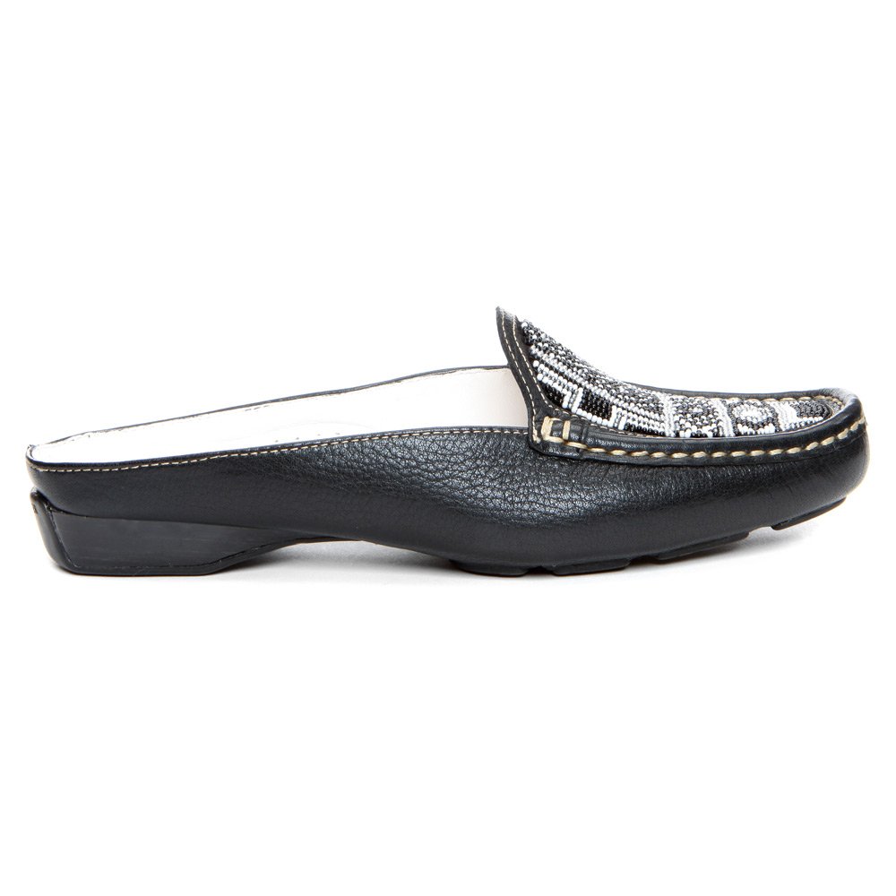 Donald J Pliner Women's LovageSP Black/White/Black Leather Loafers Size 6 M - Comfortable Slip-On Shoes for Work, Travel & Casual Outfits