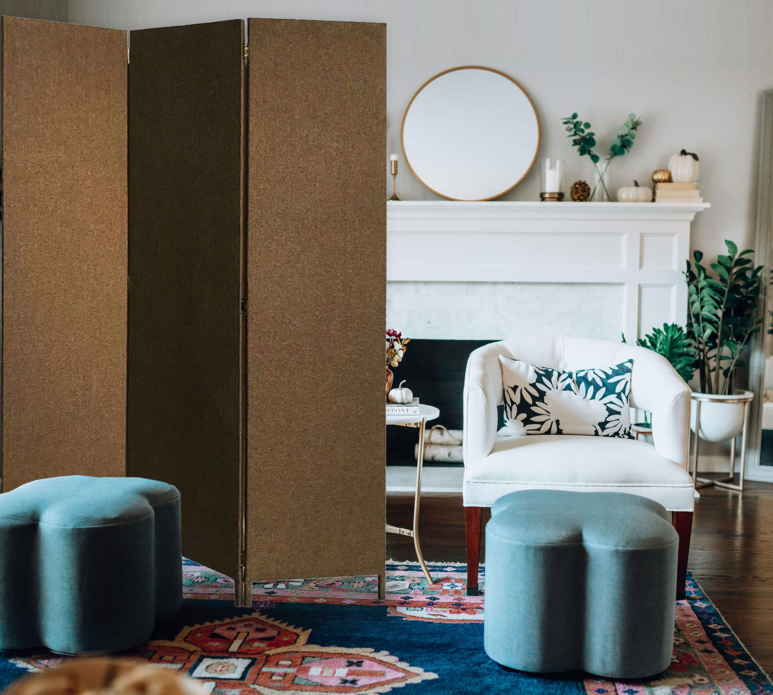 Brown Screen Gems Room Divider - Foldable Privacy Partition for Home Office, Bedroom & Living Room | Space Separator & Decorative Room Screen
