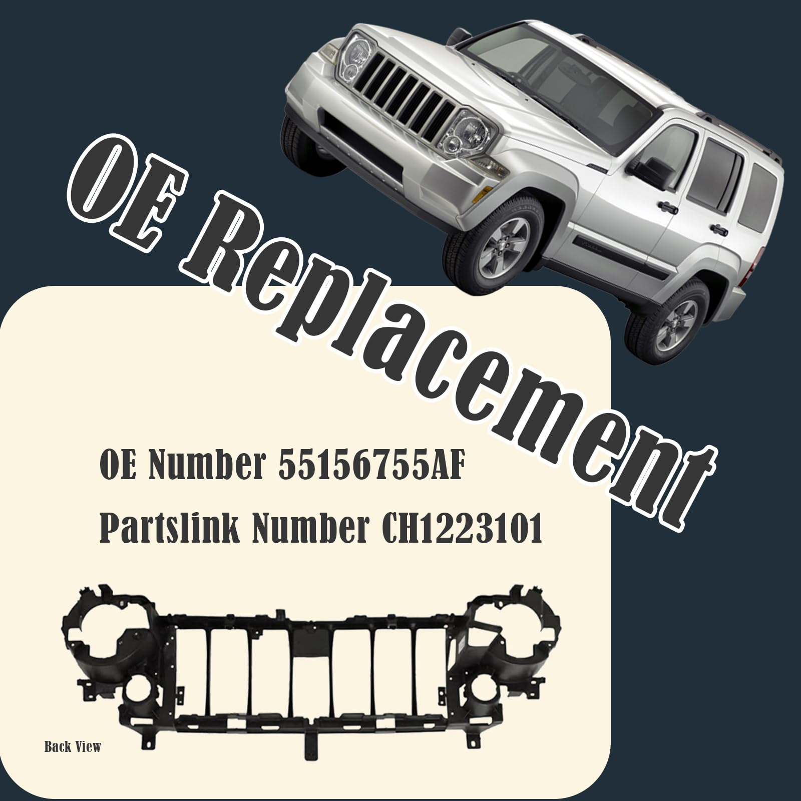 Jeep Liberty 2005-2007 Grille Support Bracket & Reinforcement - CH1223101 55156755AF Replacement | Durable Auto Part for Off-Road & Daily Driving