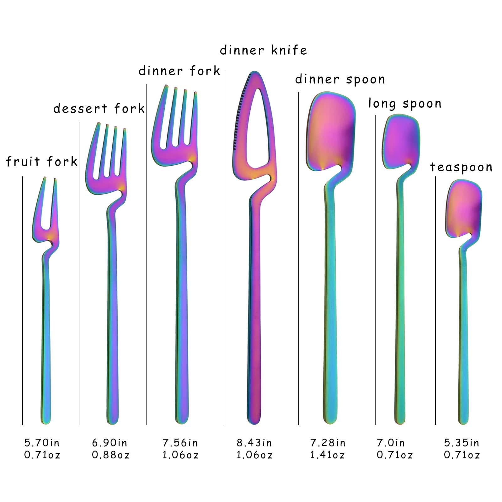 8-Piece Stainless Steel Dessert Forks Set - Matte Rainbow Small Appetizer Forks (5.7 Inch) for Fruit, Cake, Cocktails - Reusable for Home, Hotel, Restaurant & Party Entertaining | Elegant Table Setting for Weddings, Brunches & Dessert Tastings