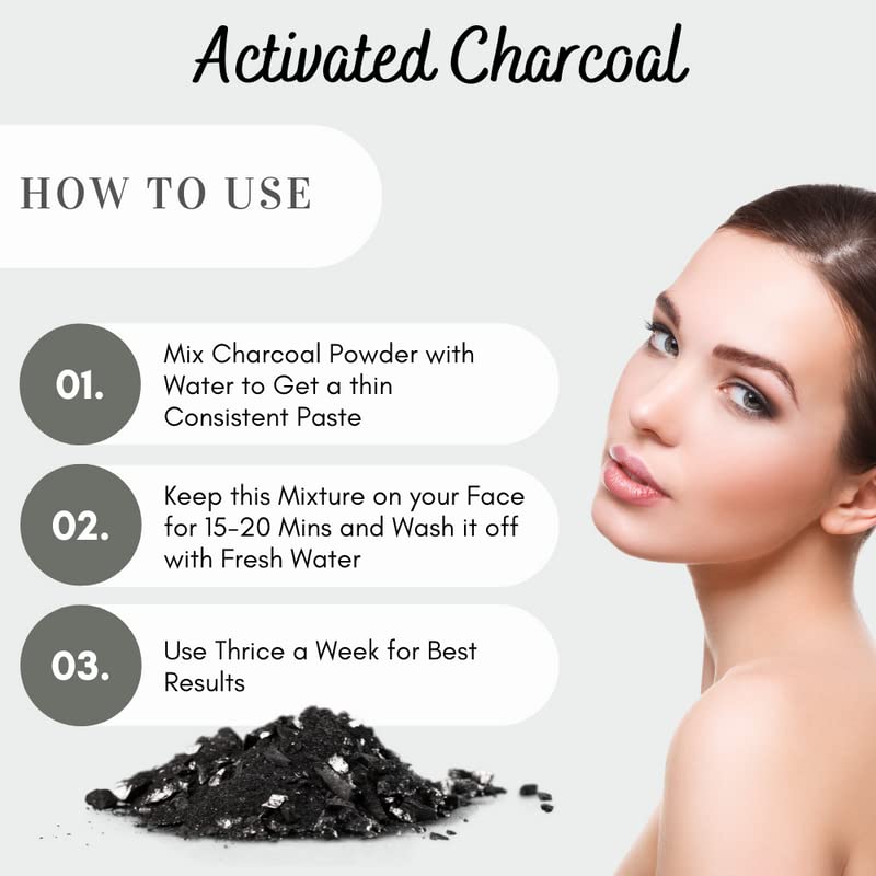 100% Natural Pure Activated Charcoal Powder for Deep Cleaning - Exfoliating & Detoxifying Skin Care, Whitening & Brightening Face Treatment for Men & Women (300g) | Perfect for Daily Skincare Routine & Spa Treatments