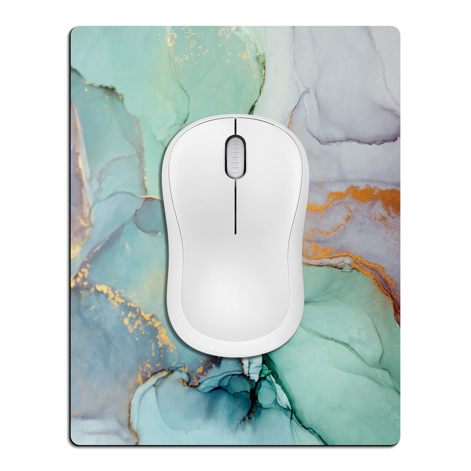 Cute Small Mouse Pad for Wireless Mouse & Laptop - 5.5 x 7 Inch Mini Travel Mousepad with Shiny Alcohol Marble Design, Portable Desk Accessory for Women - Perfect for Office, Home & Travel Use